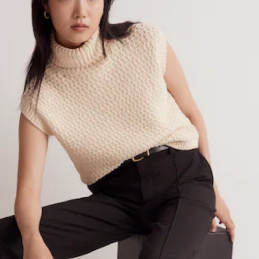 Madewell Textured Turtleneck Sweater Vest Size XS NWT - Picture 2 of 7